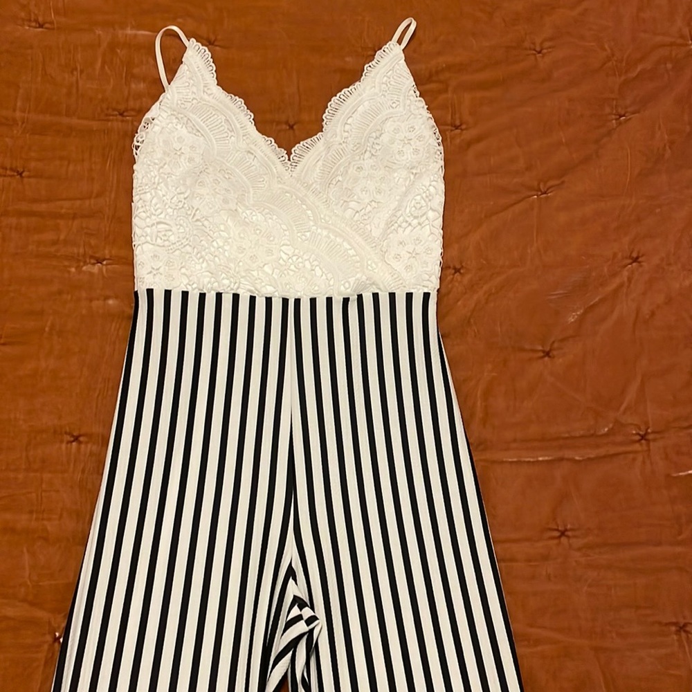 White and Navy Jumpsuit